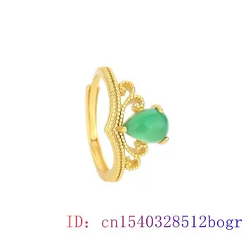 Green Jade Gredzenu Amuletu Halcedons Šarmu 925 Sudraba Dārgakmens Sieviešu Modes Dabas Dāvanas Zircon Kristāla Rotaslietas