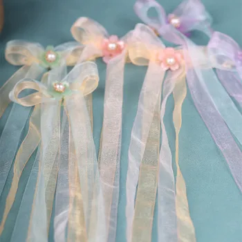 Jauns 1 Pāris matadatu zaļa/violeta/rozā ķīniešu stila ziedu pērle loki Princese matadatu ilgi pušķi Klipu seno matu aksesuāri